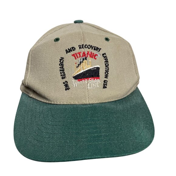 Vintage RMS Titanic Research Recovery Expedition Hat Adjustable Snap Back Beige - Picture 1 of 9